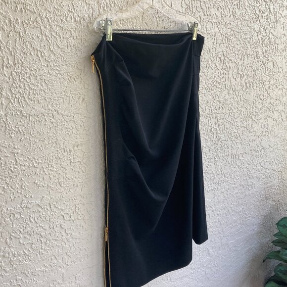 Escada Black Skirt Sz 44 US 14 Sexy Zippers - Picture 8 of 10